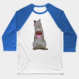 Cat with Muffin Baseball T-Shirt